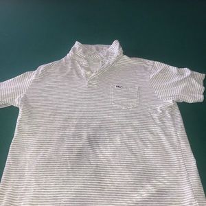 grey and white striped vineyard vines polo